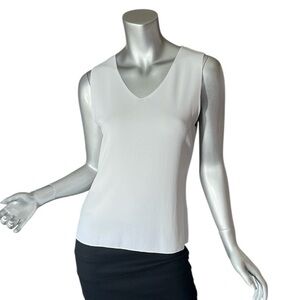Carolyn Taylor Women’s Medium White Ribbed Knit Tank Top V Neck Blouse